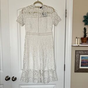 Forever 21 White Lined Crochet  Dress Size Large NWT